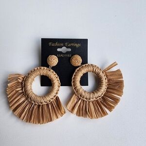 New Bohemian Beach Themed Earrings Seagrass Straw Beads Fun Natiral